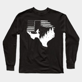 Texas Bigfoot American Flag Long Sleeve T-Shirt